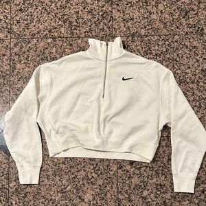 Nike Women's White Quarter-Zip Cropped Sweatshirt